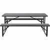 Global Industrial 6' Folding Plastic Picnic Table, Charcoal 695769CH